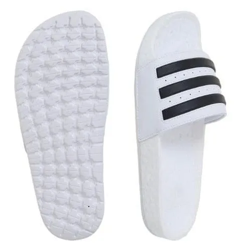 ADIDAS MEN'S ADILETTE BOOST WHITE SLIDES