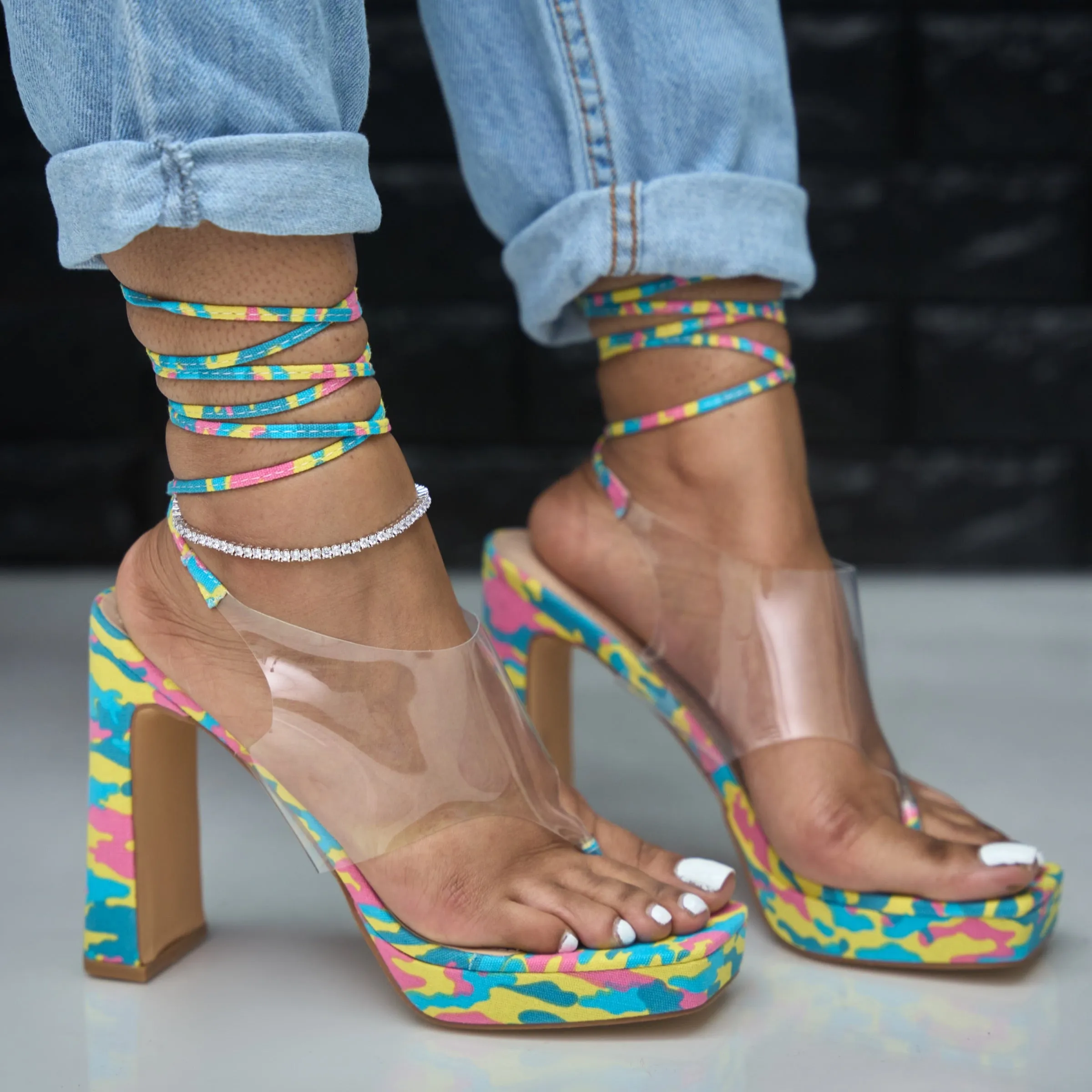 bayker lace up heel - multi