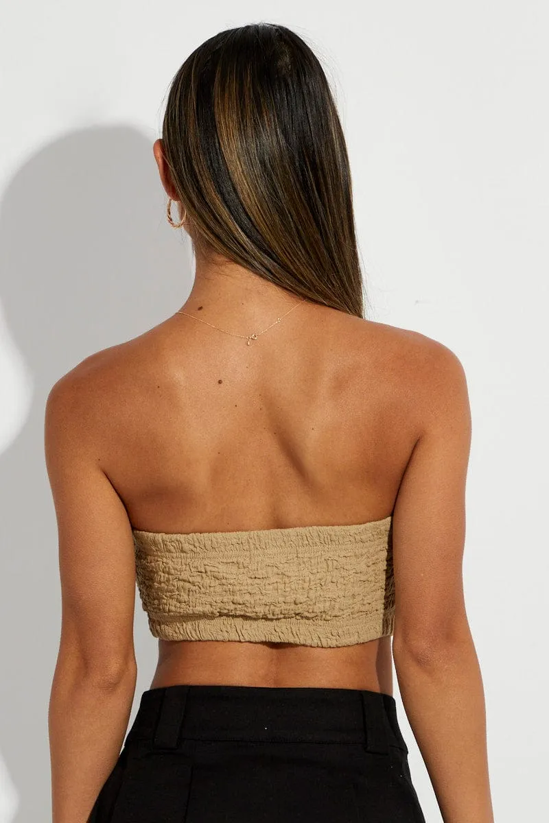 Beige Bandeau Top Textured