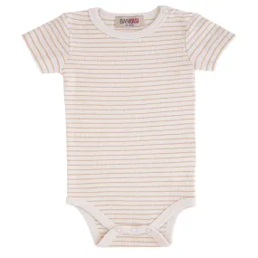 Beige Striped Modal Babysuit