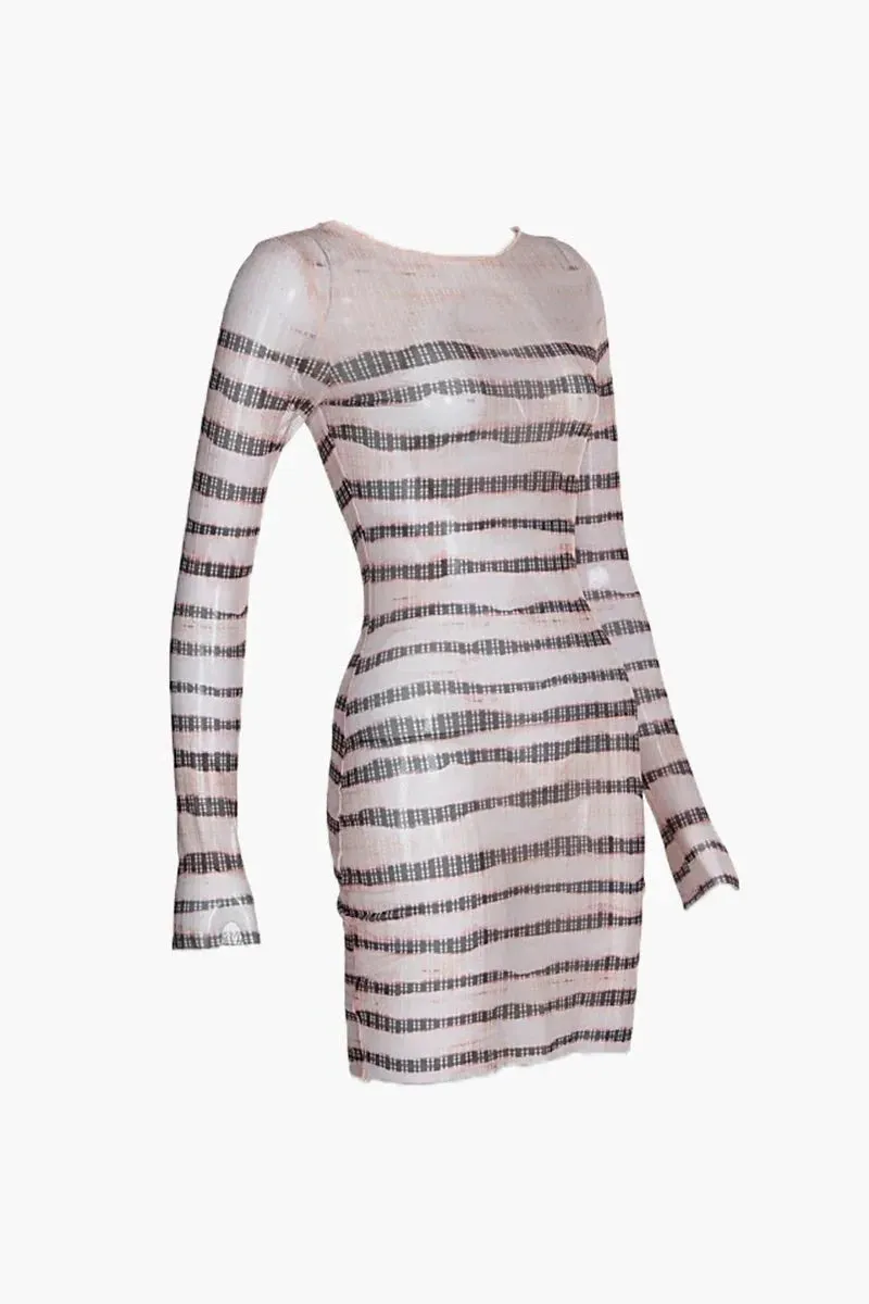 Beige Stripped Mini Dress