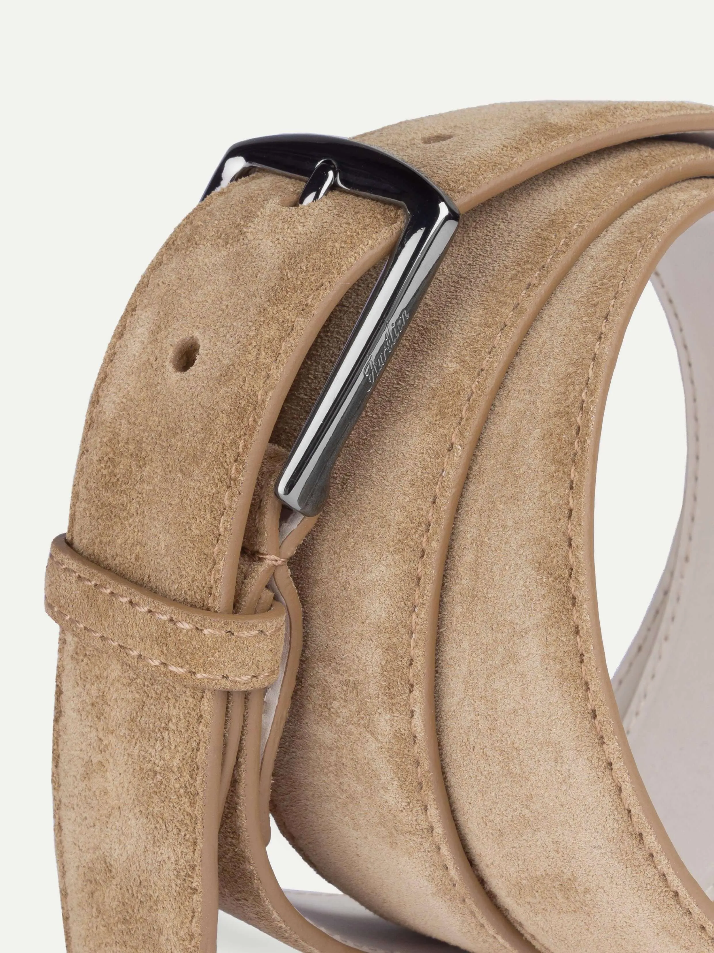 Beige Suede Leather Belt