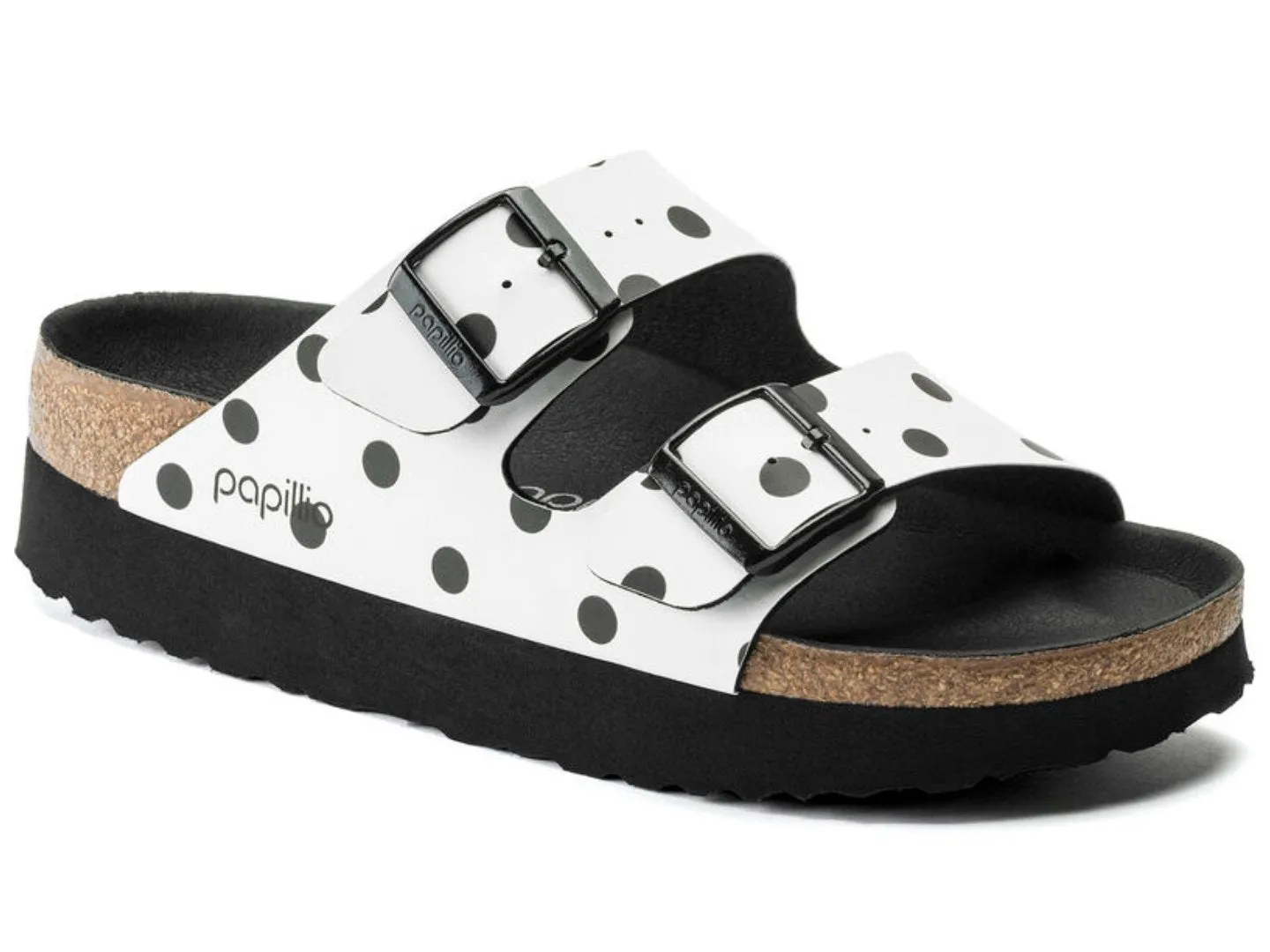 Birkenstock: Arizona Platform White-Black Dots