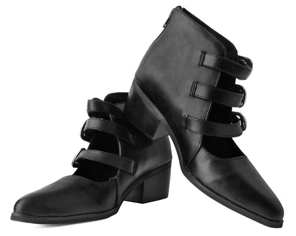 Black Western Buckle Block Heel