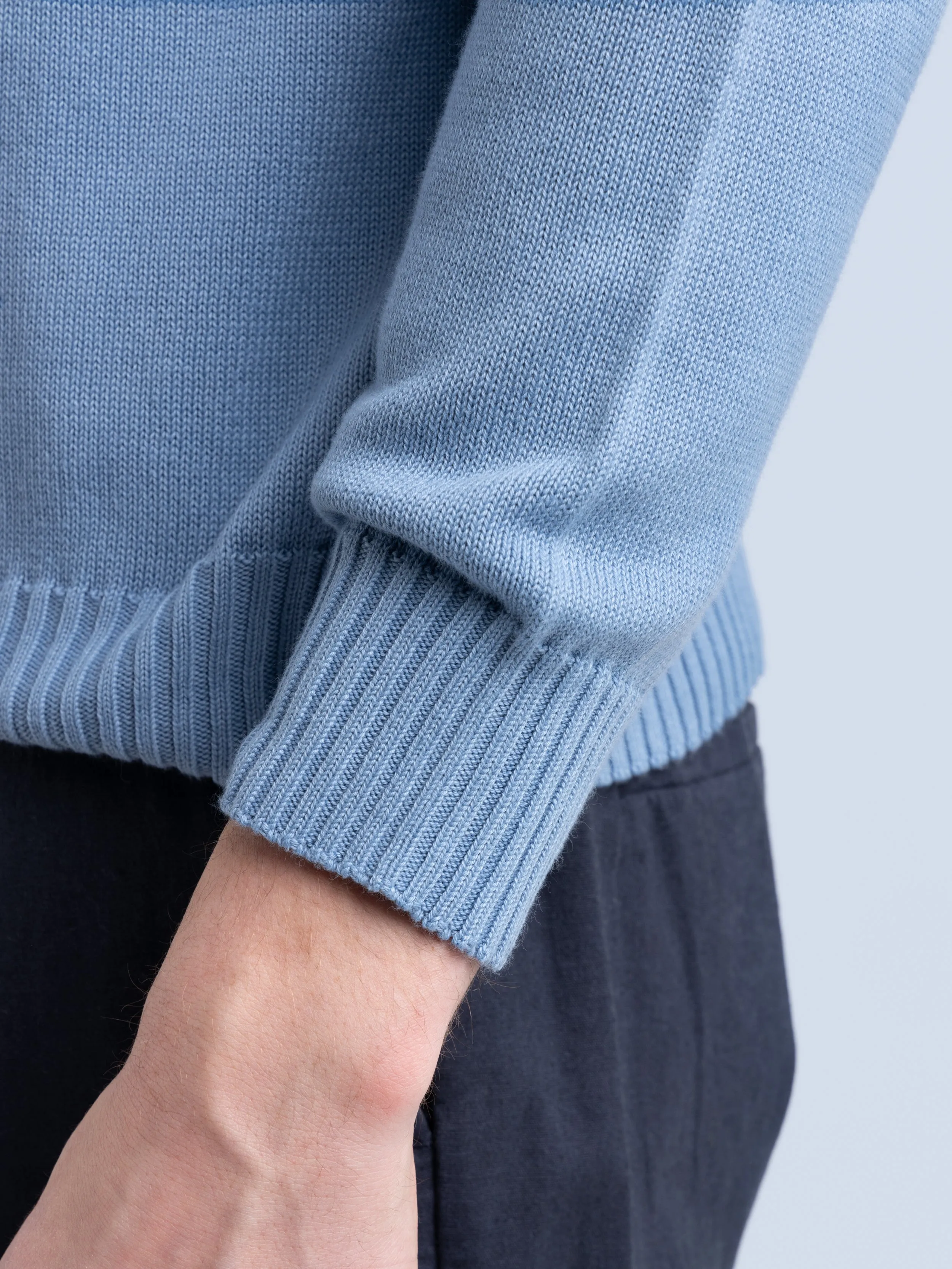 Blue Cotton Crewneck Sweater