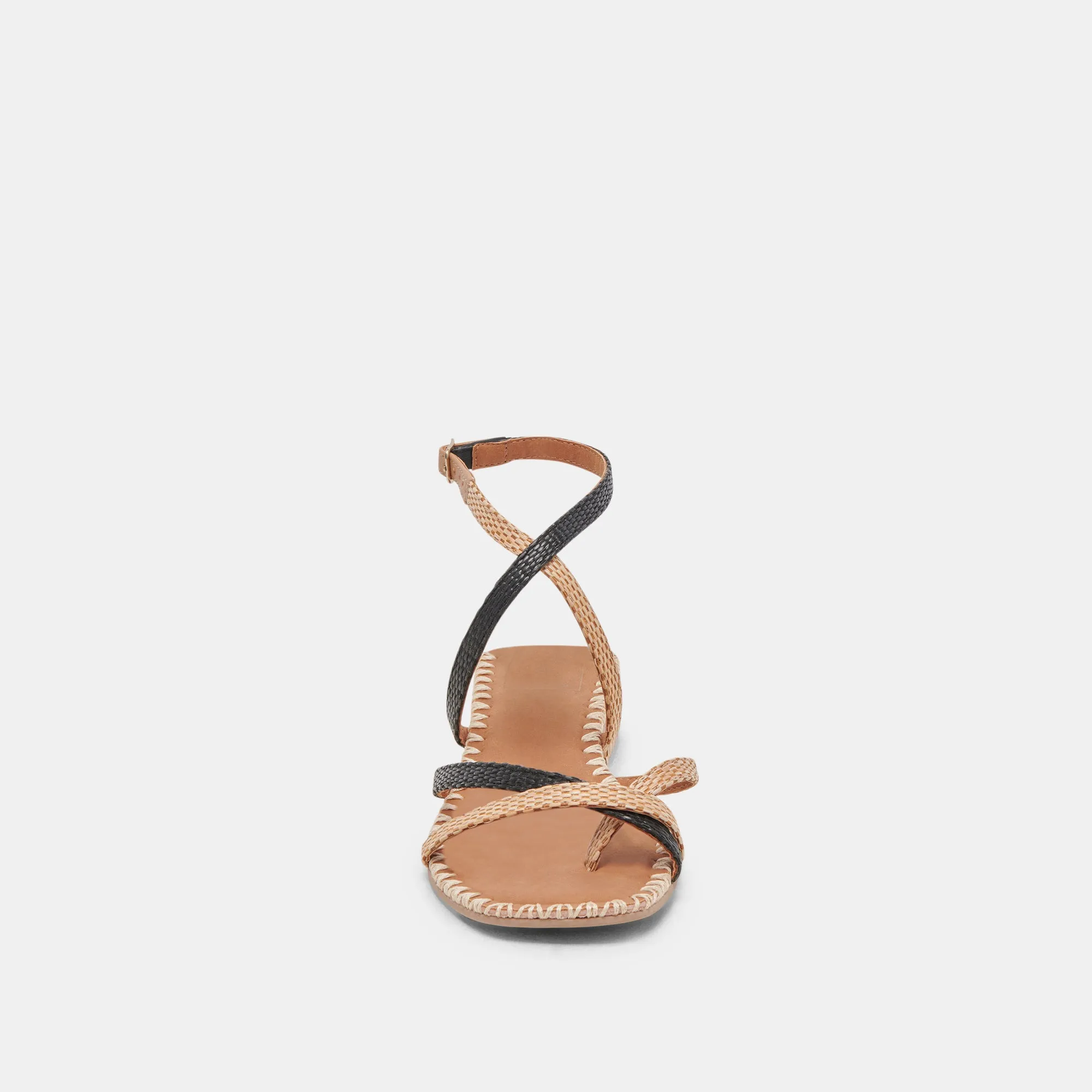 BRINN SANDALS BLACK NATURAL RAFFIA