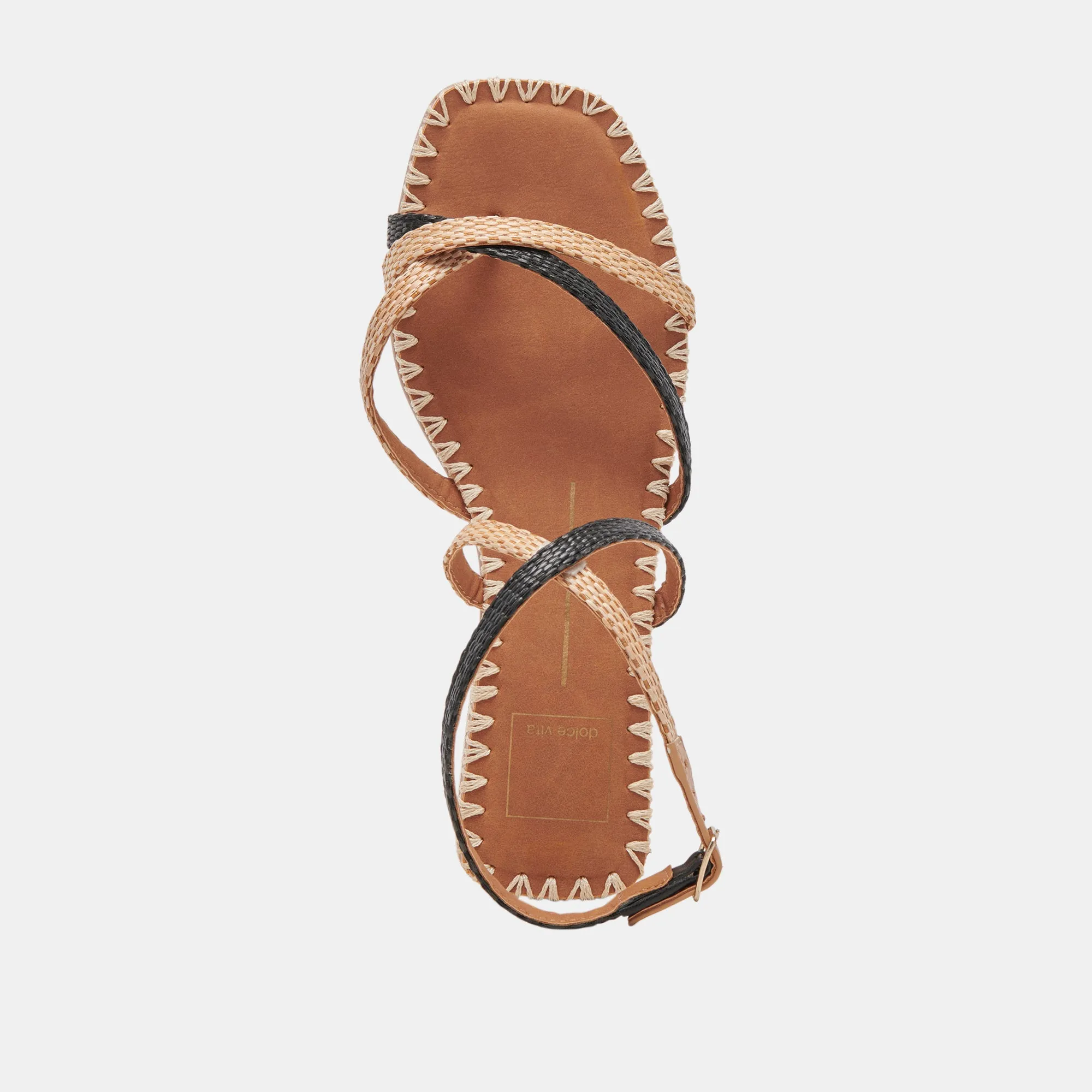 BRINN SANDALS BLACK NATURAL RAFFIA