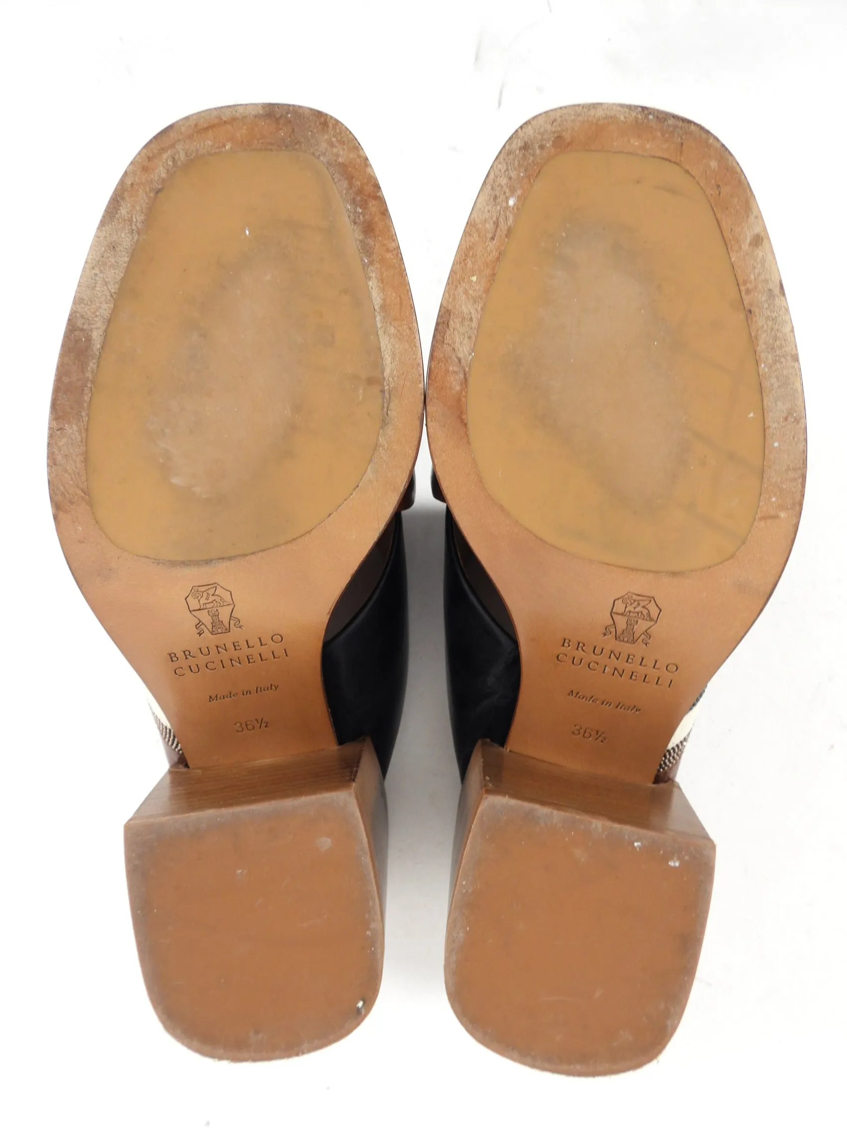 Brunello Cucinelli Criss Cross Color Block Monili Mules - 37