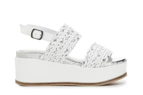 CafèNoir Wedge sandal with weaving C1HC1270 W002 white-silver 