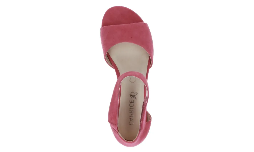 Caprice - Carla Suede Low Block Heel Fucshia