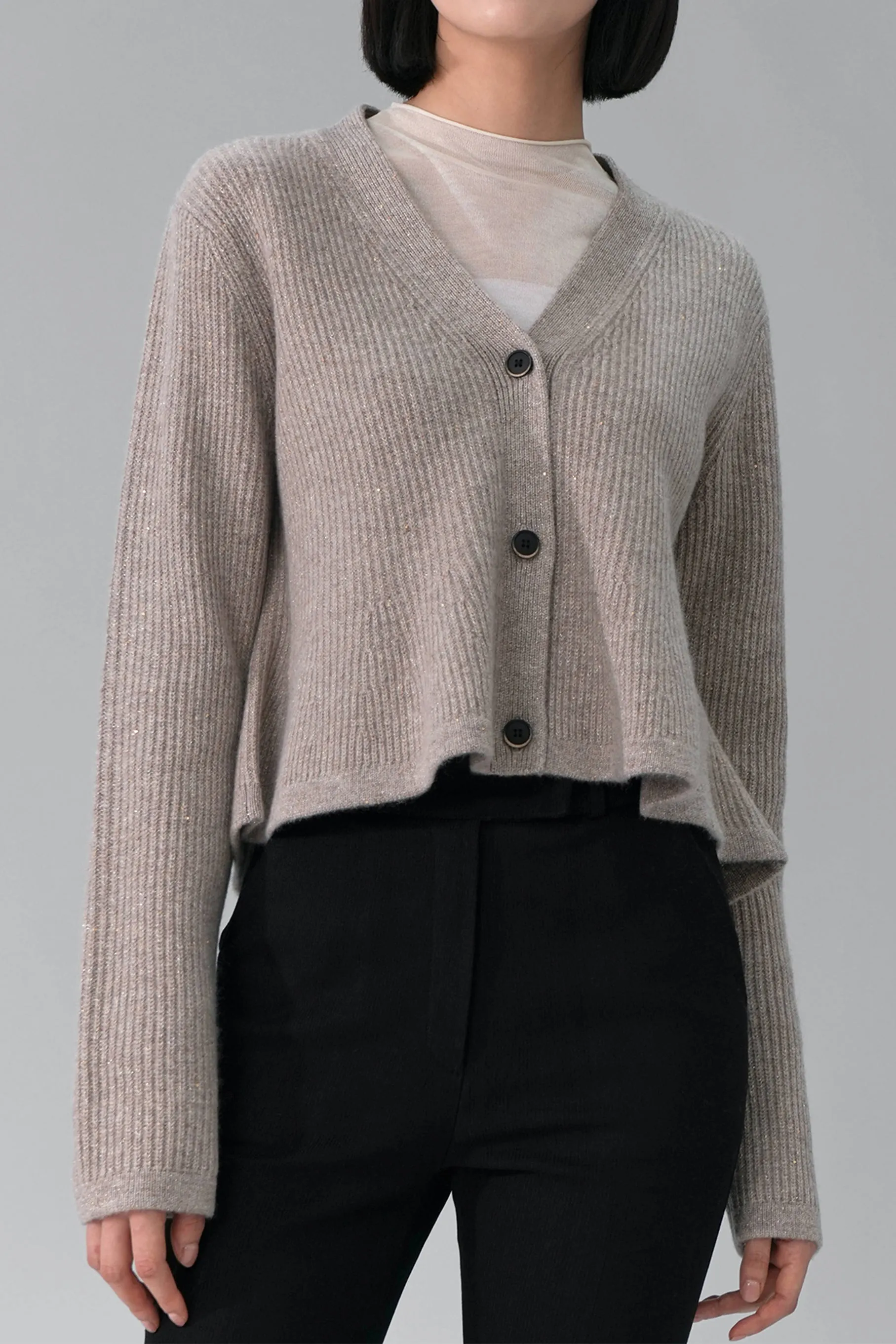 Carey Wool Cardigan, Beige