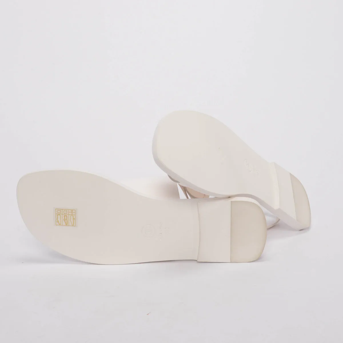 Chanel White & Gold Leather CC Strap Sandals 40