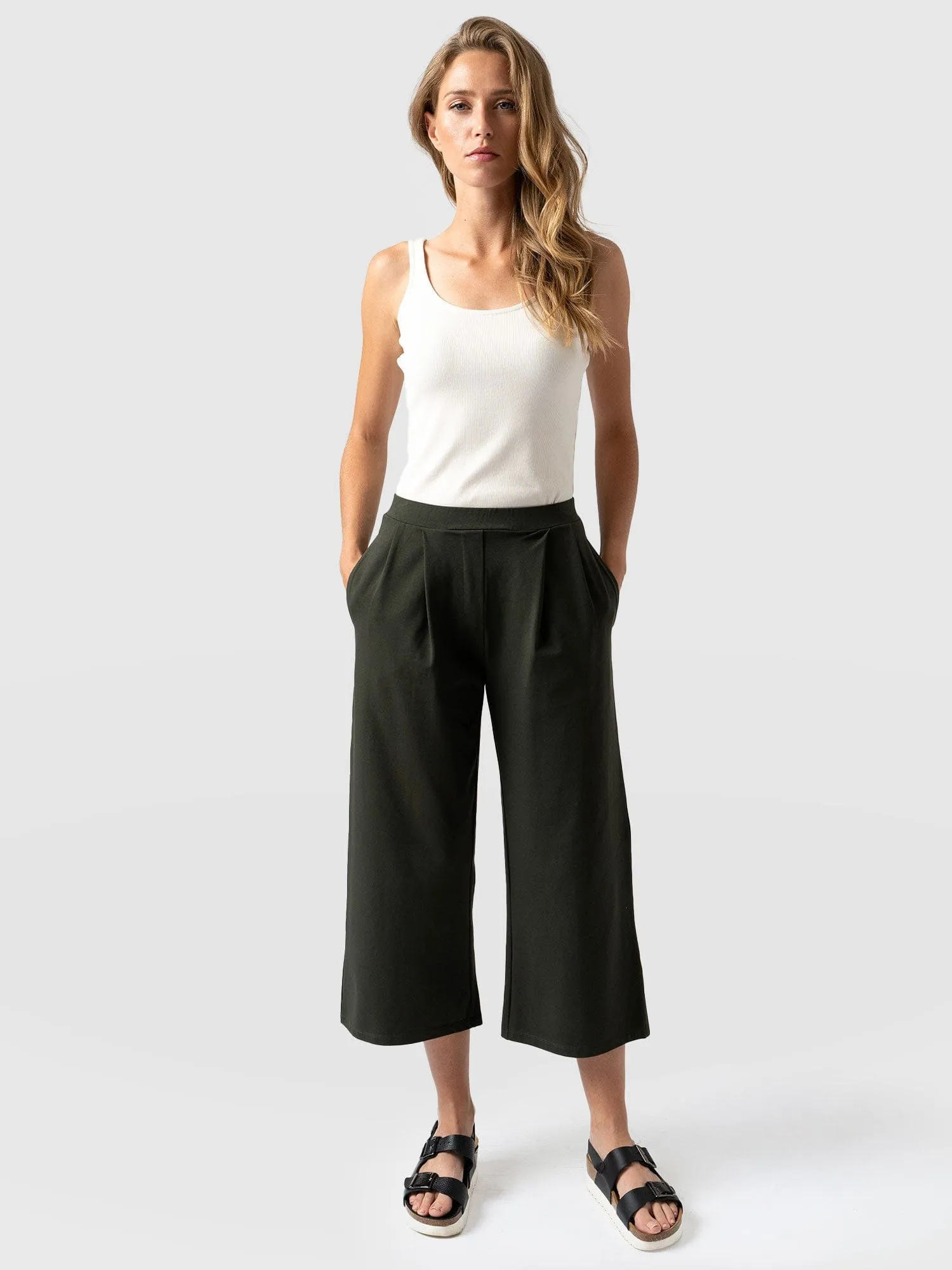 City Culotte - Khaki Pleats