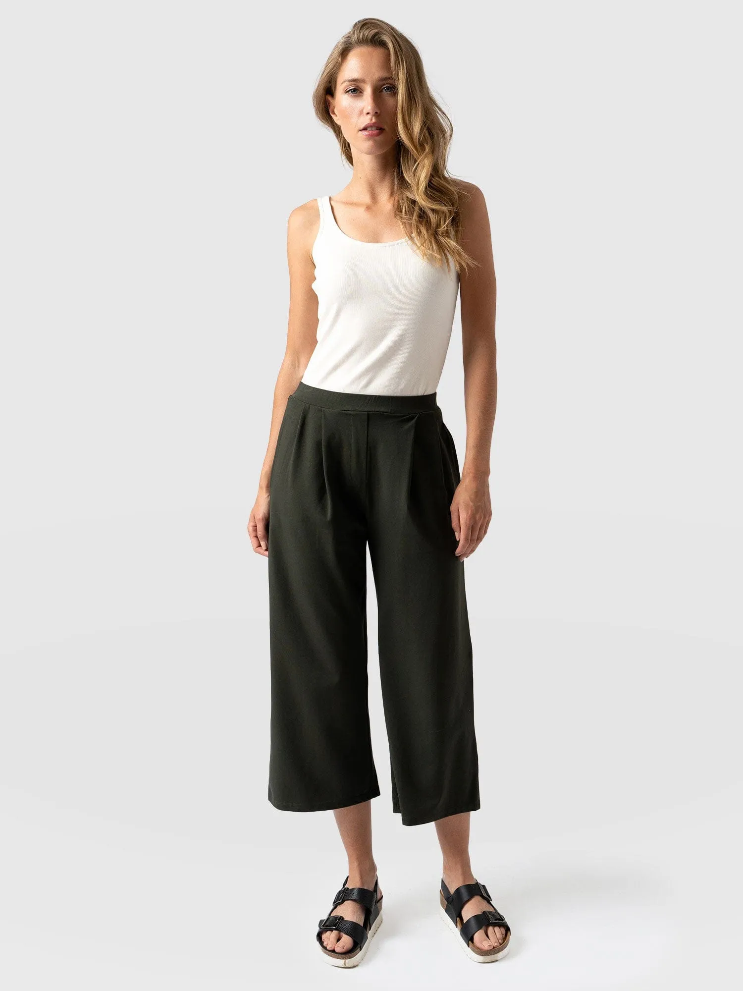 City Culotte - Khaki Pleats