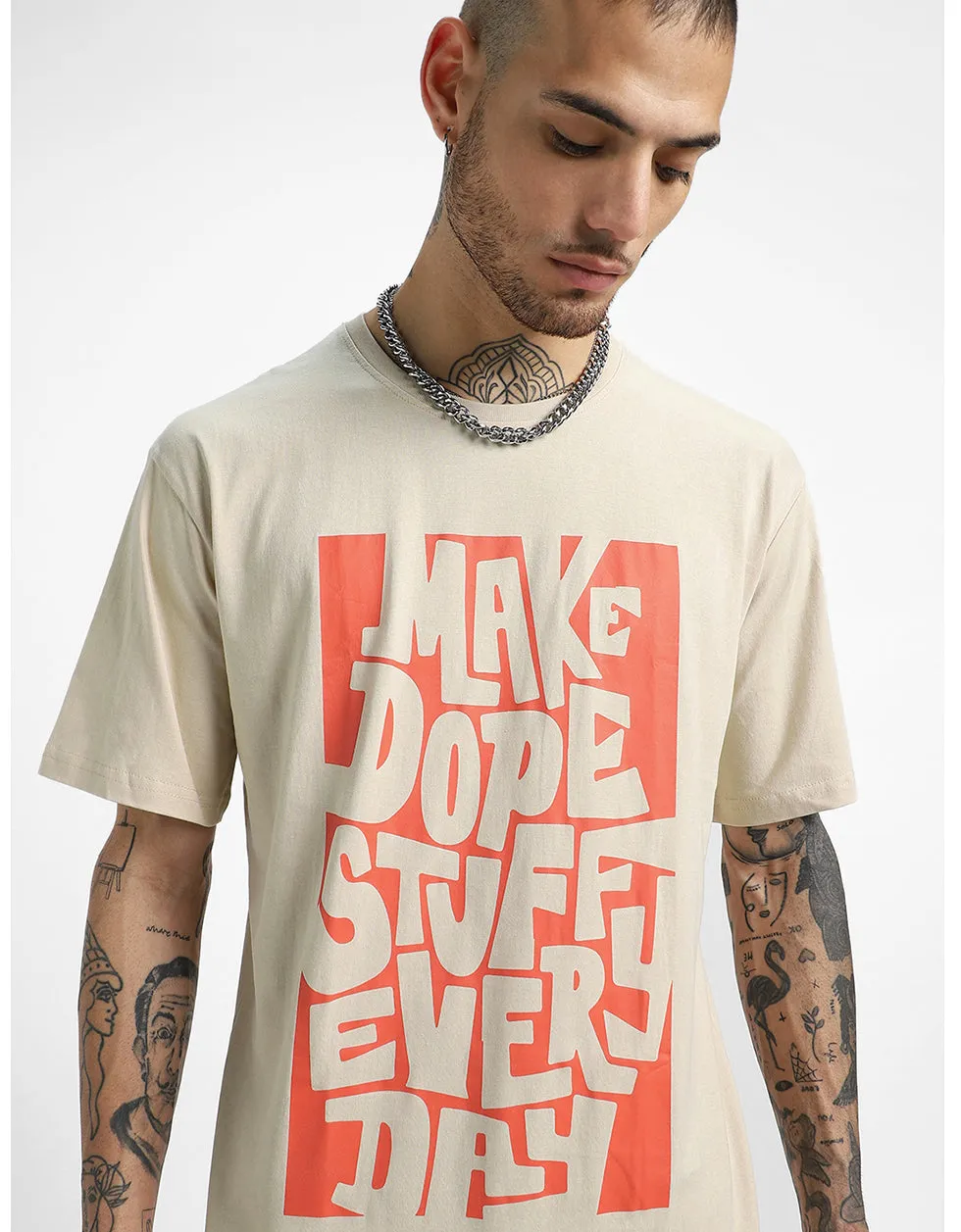 Dope Stuff Beige Oversized Tshirt