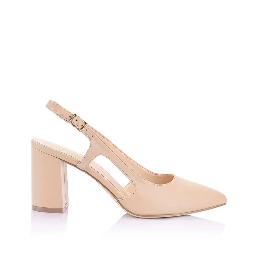 Enrique Sling Back Block Heels - Nude