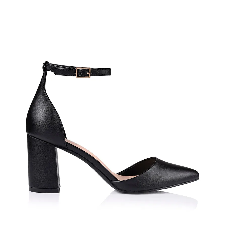 Enzo Closed Toe Block Heels - Black