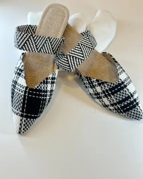 Fashionable Mule Flats For Women, Random Plaid Pattern Slip-on Flats 2645 - حذاء