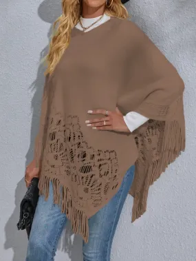 Fringe Poncho (Beige)