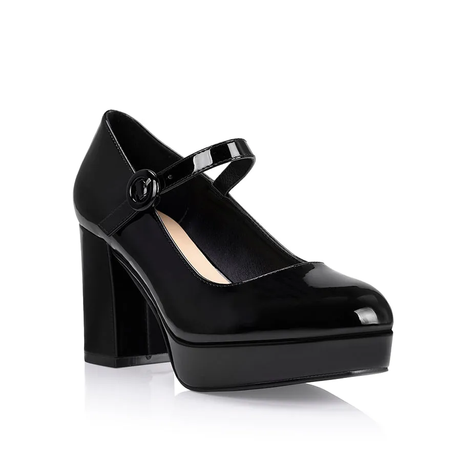 Black Patent Hennessy Mary Jane Platform Shoes