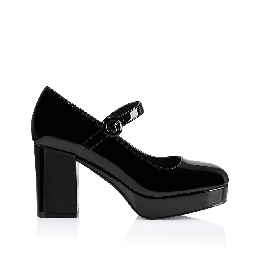 Black Patent Hennessy Mary Jane Platform Shoes