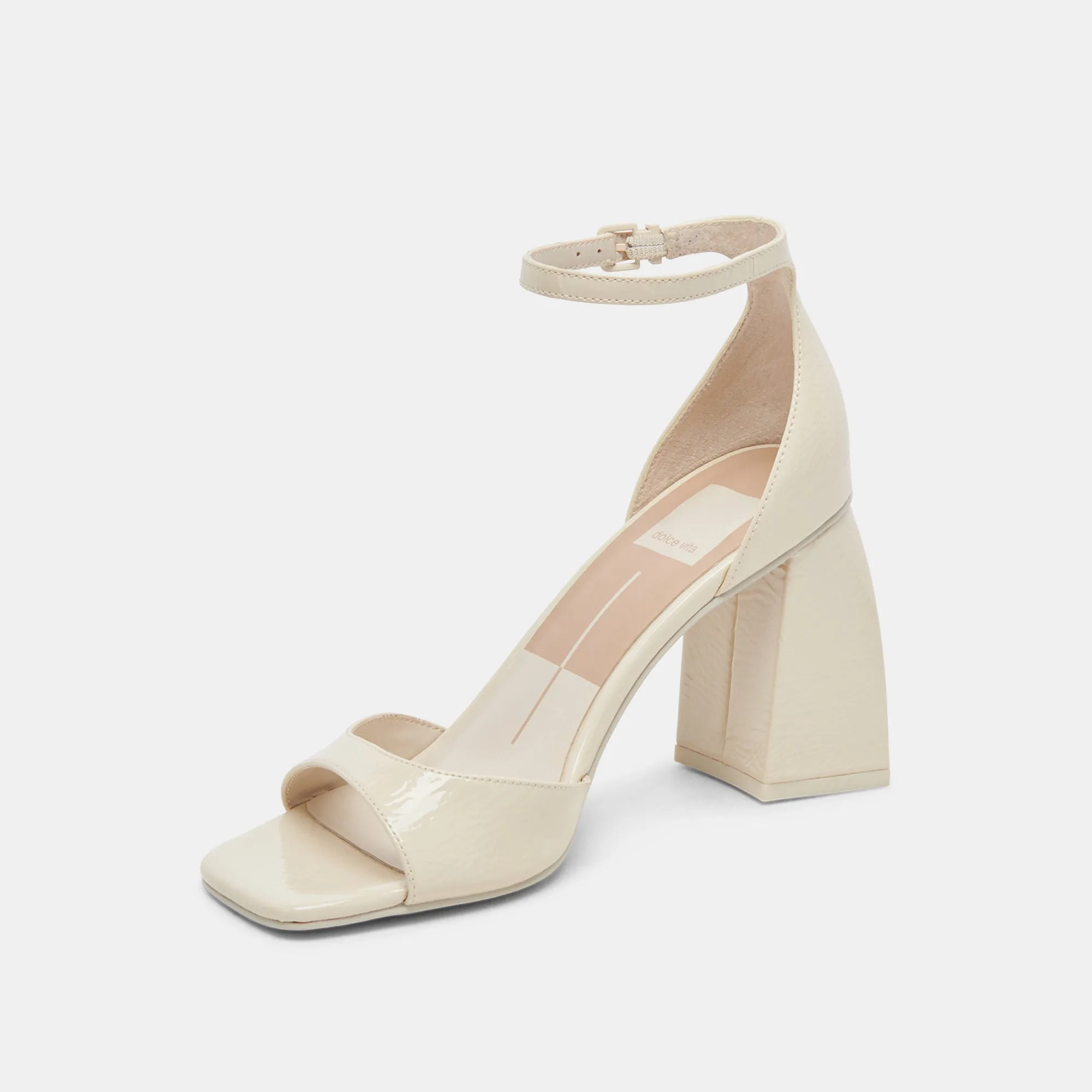 JANEY HEELS IVORY CRINKLE PATENT