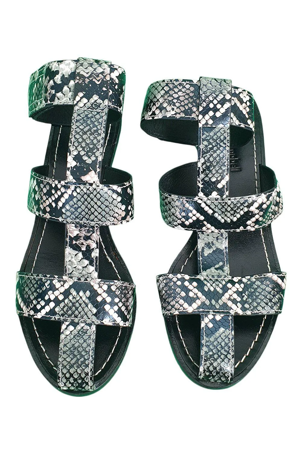 JEFFREY CAMPBELL Grey Snake Skin Effect Gladiator Sandals (US 7.5 | UK 5.5)