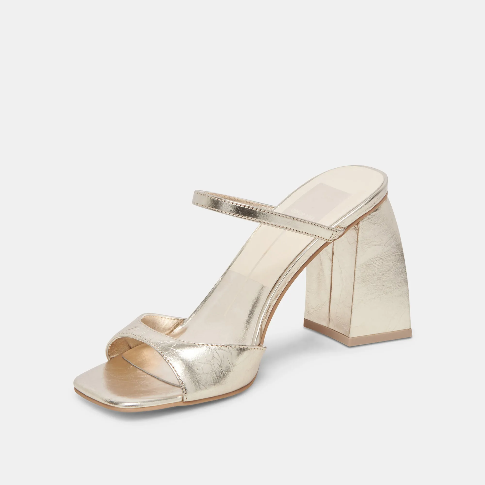 JEMMY HEELS LIGHT GOLD CRINKLE PATENT - re:vita