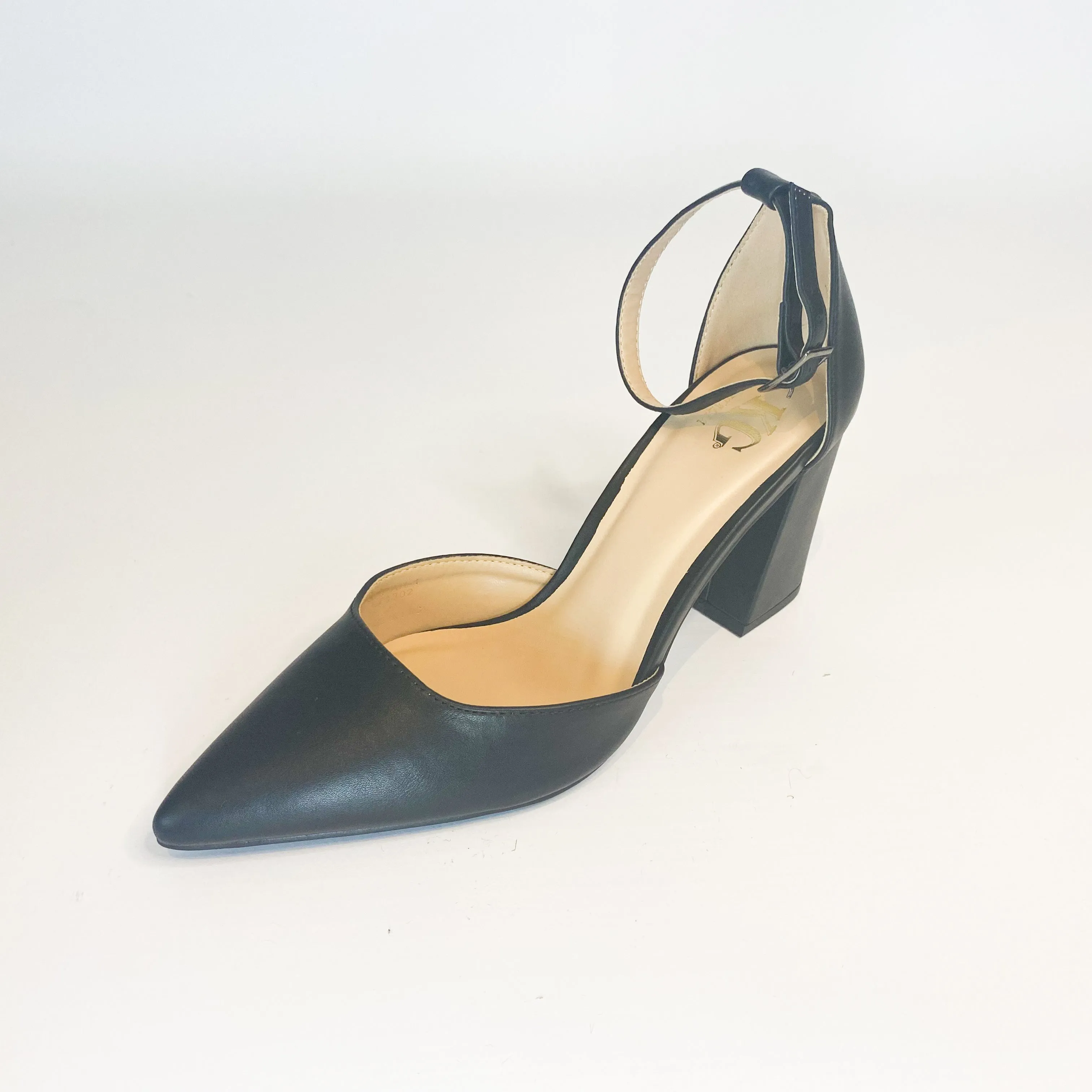 KG black pointy block heel