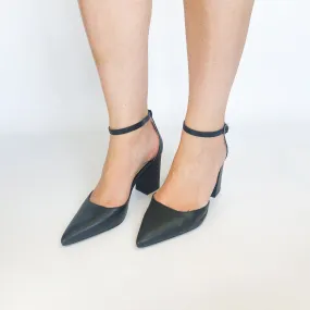 KG black pointy block heel