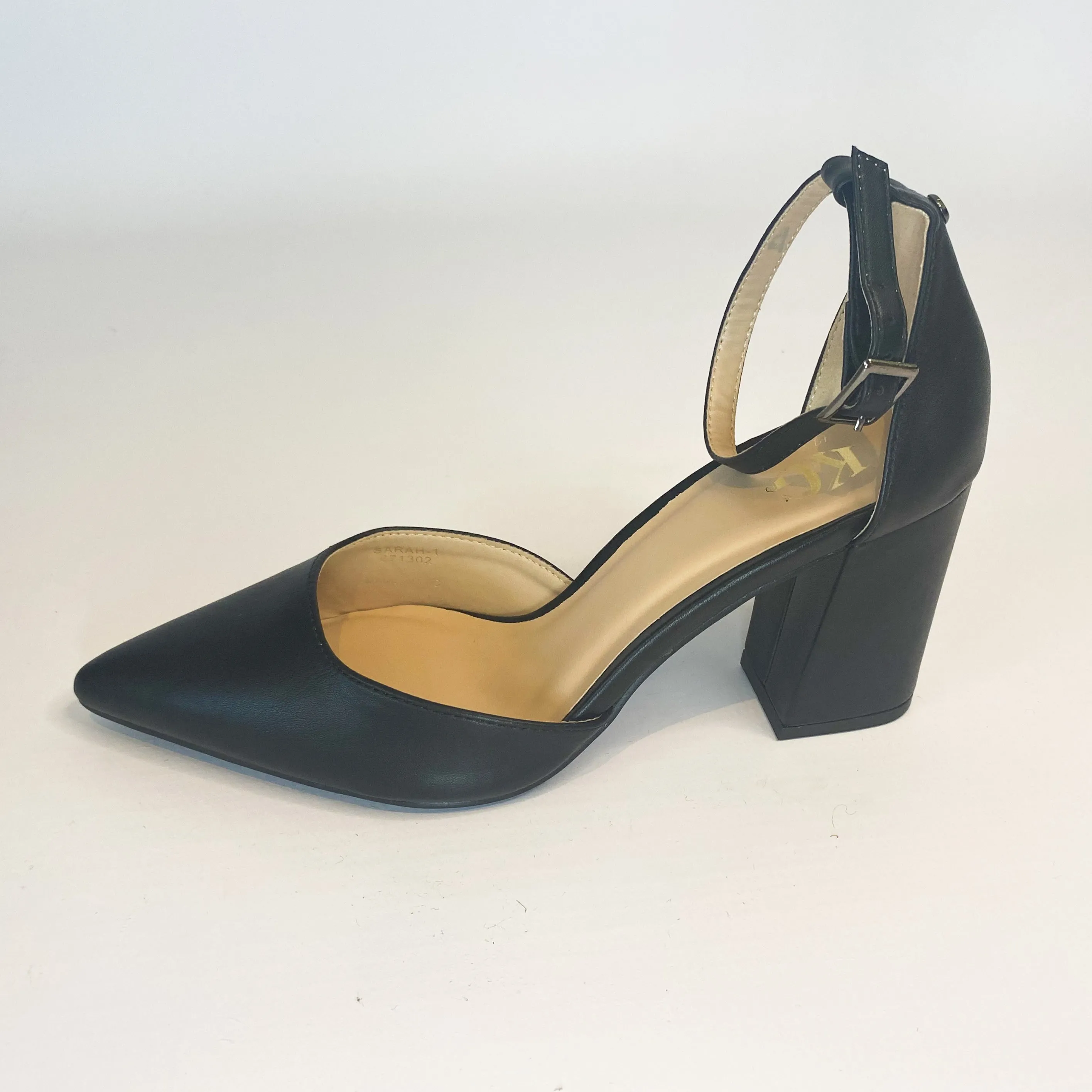 KG black pointy block heel