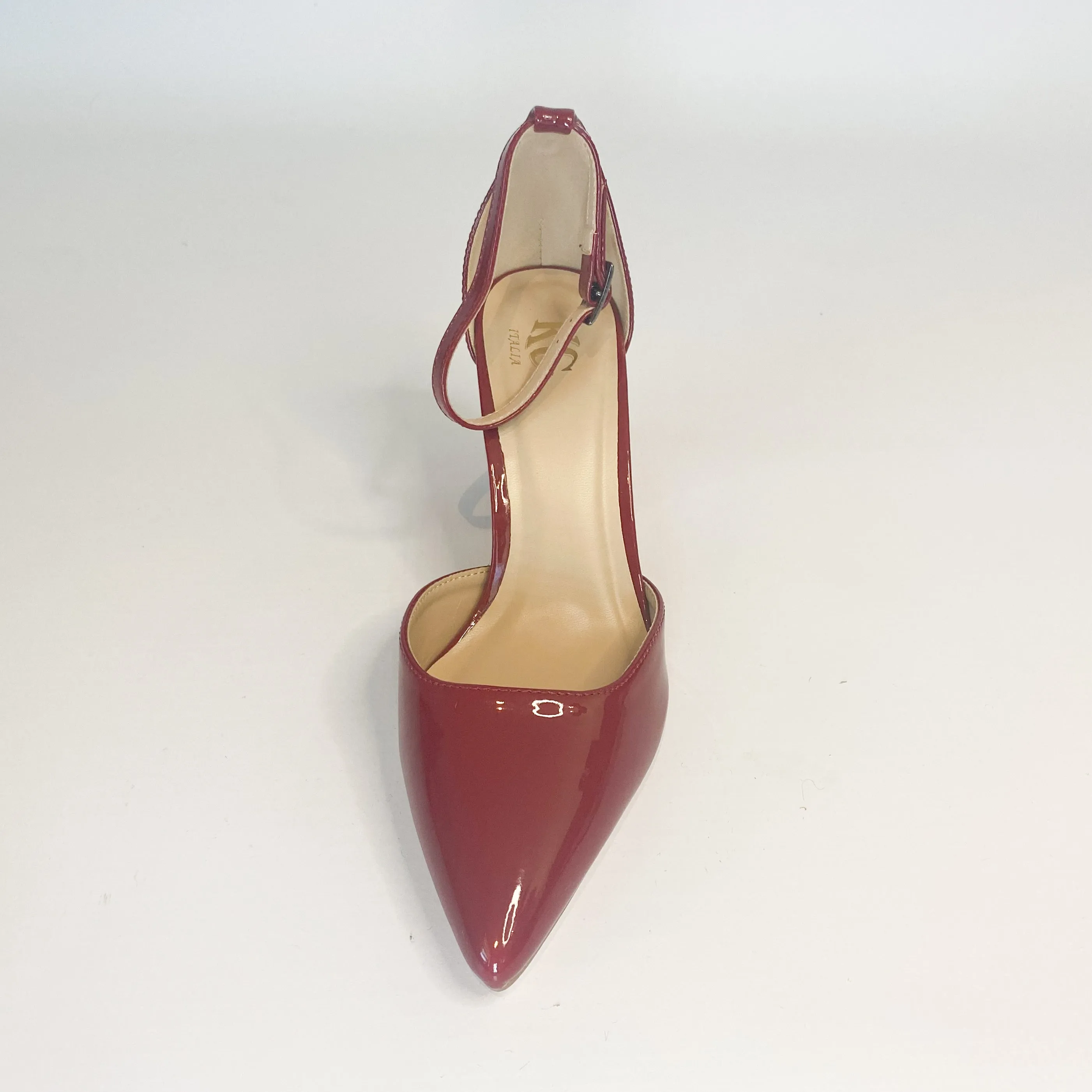 KG dark red pointy block heel