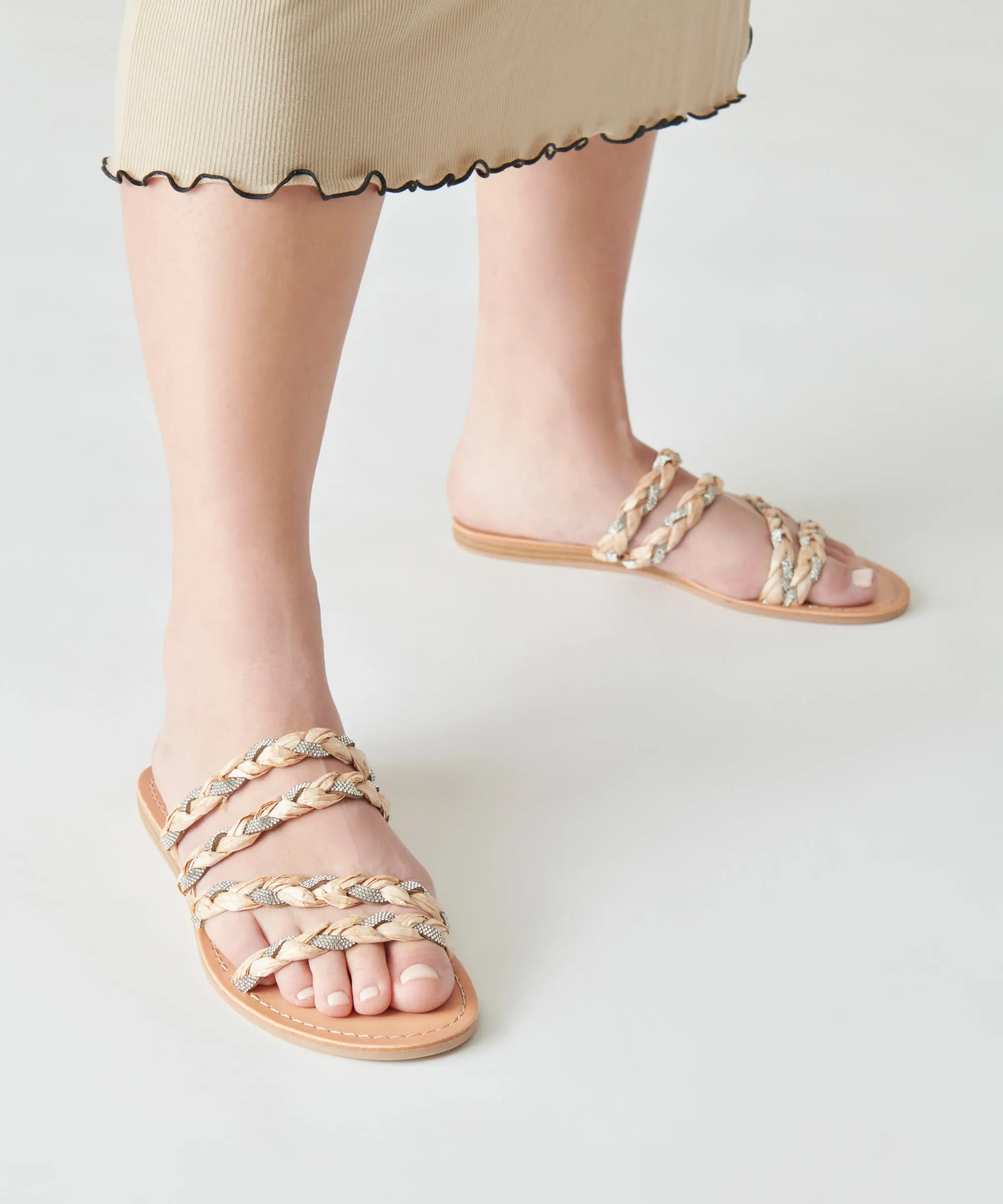 KHLOE SANDALS NATURAL RHINESTONE