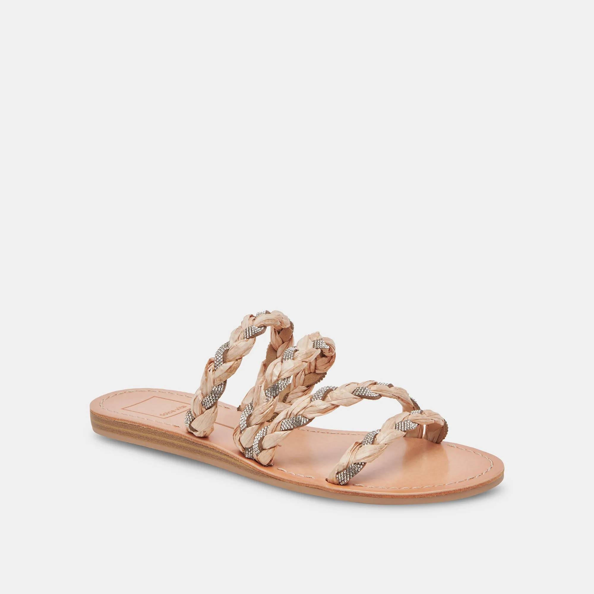 KHLOE SANDALS NATURAL RHINESTONE