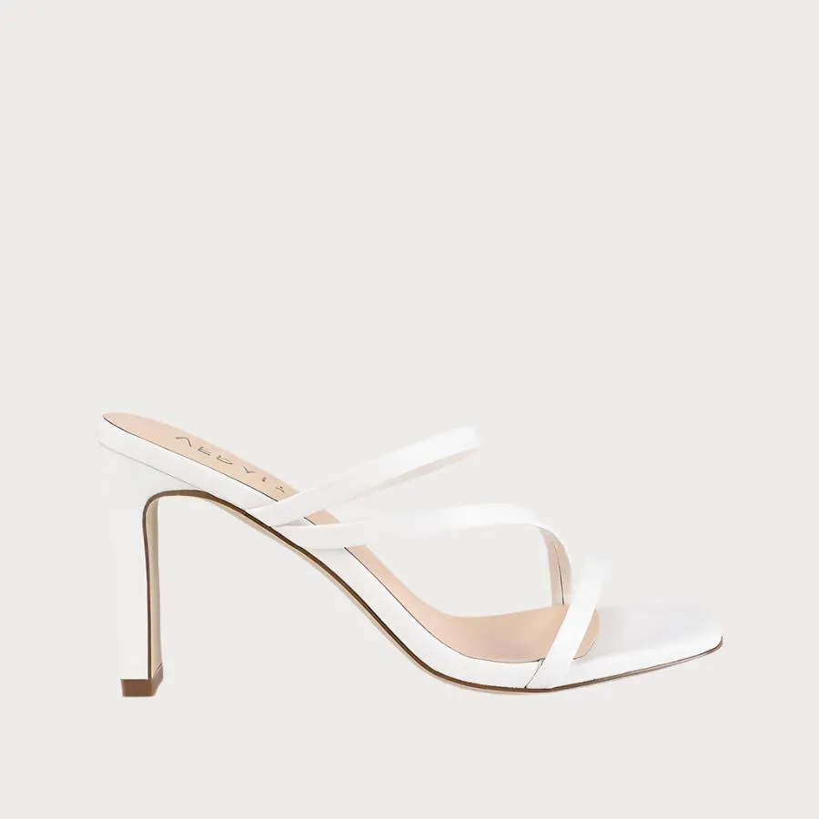 Kipper Block Heel Mules - White Smooth