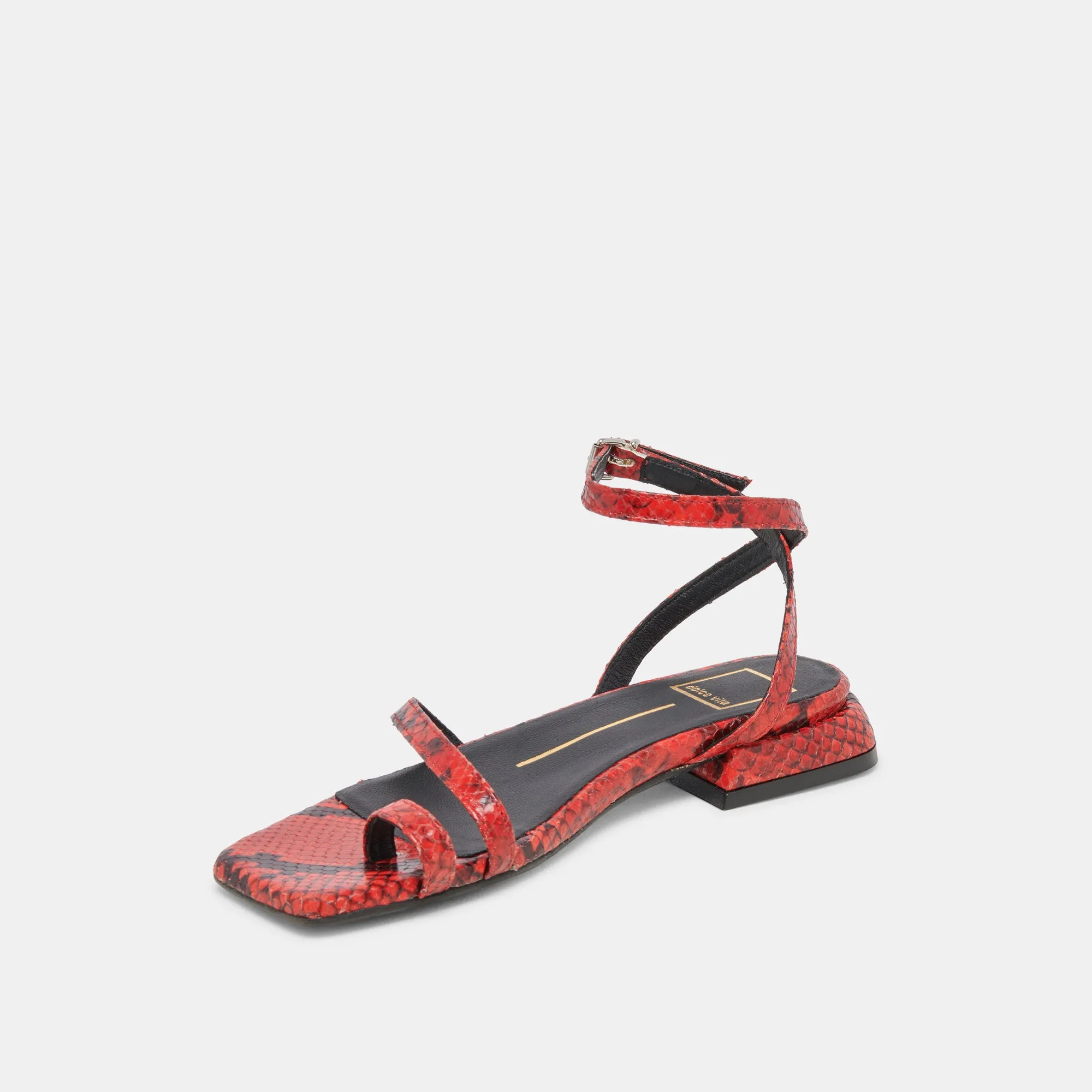 LEXI SANDALS RED SNAKE EMBOSSED