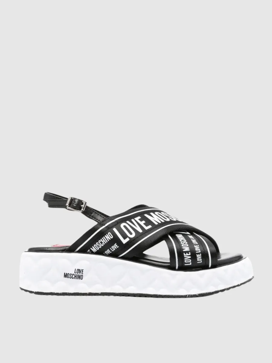 logo-tape sandals love moschino