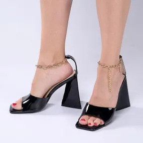 Madison Addison Ankle Chain Sandals - Black