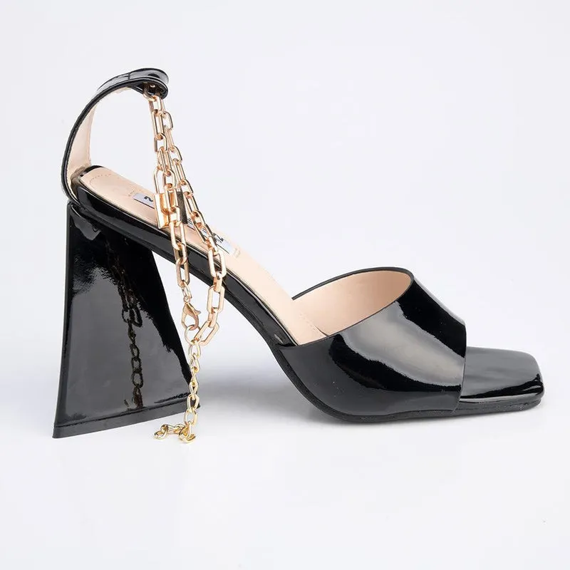 Madison Addison Ankle Chain Sandals - Black