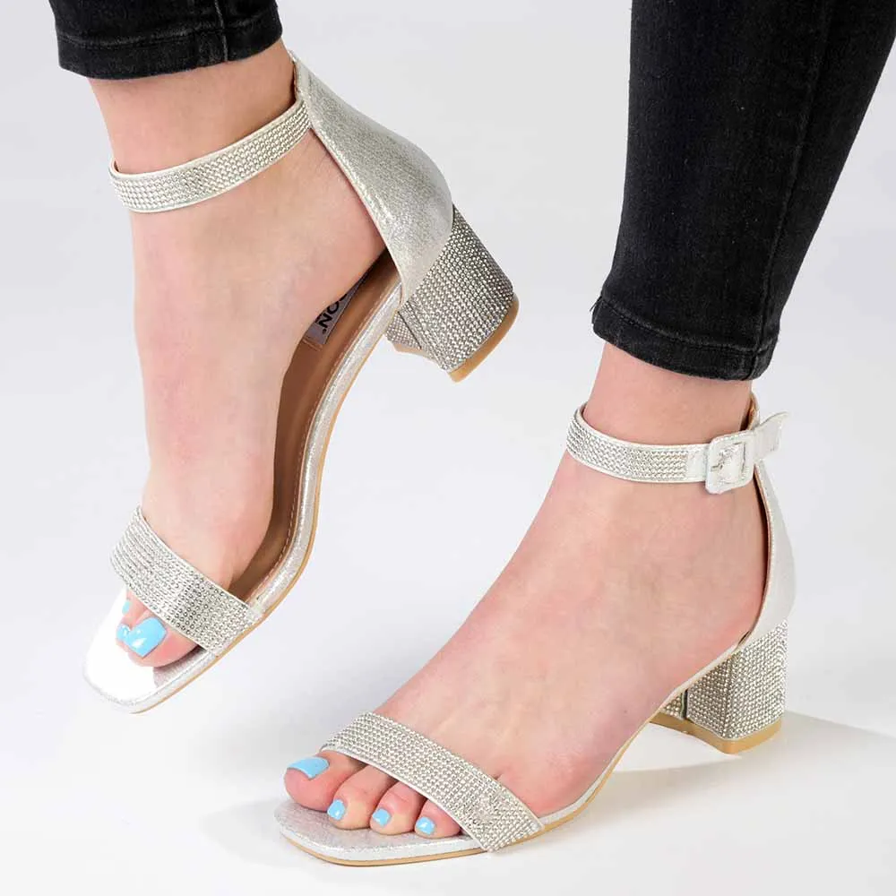 Madison Amira Block Heel Sandal - Silver