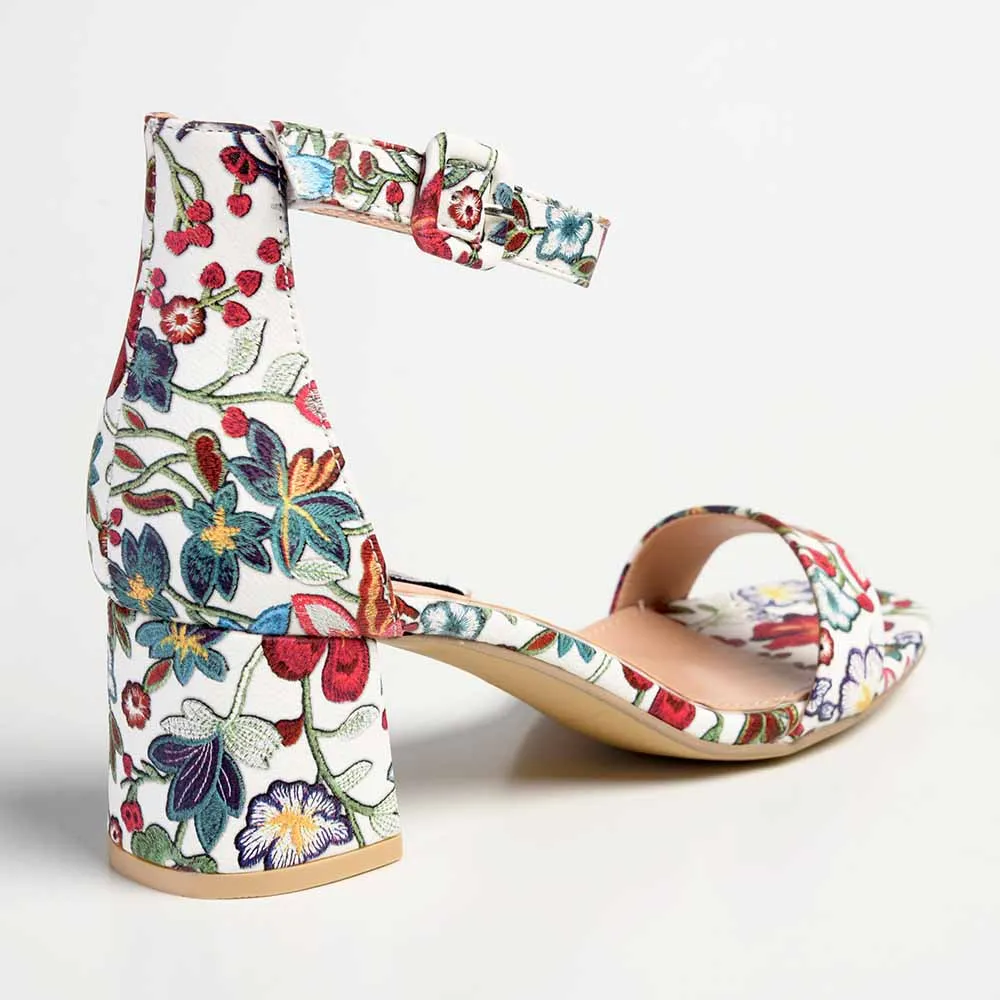 Madison Amira Block Heel Sandal - White Floral