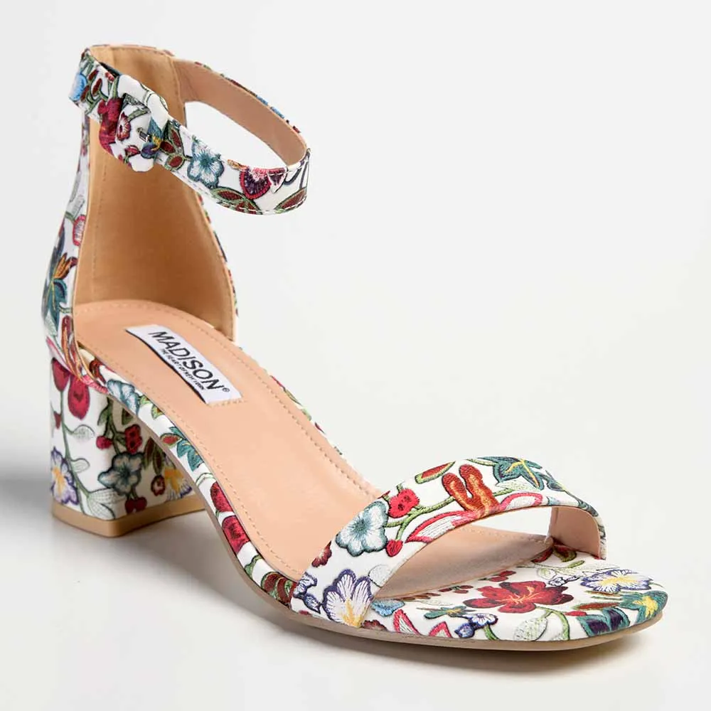 Madison Amira Block Heel Sandal - White Floral