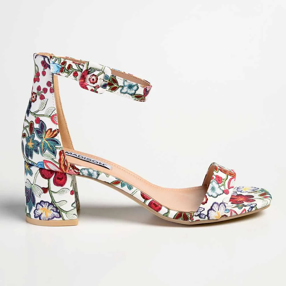 Madison Amira Block Heel Sandal - White Floral