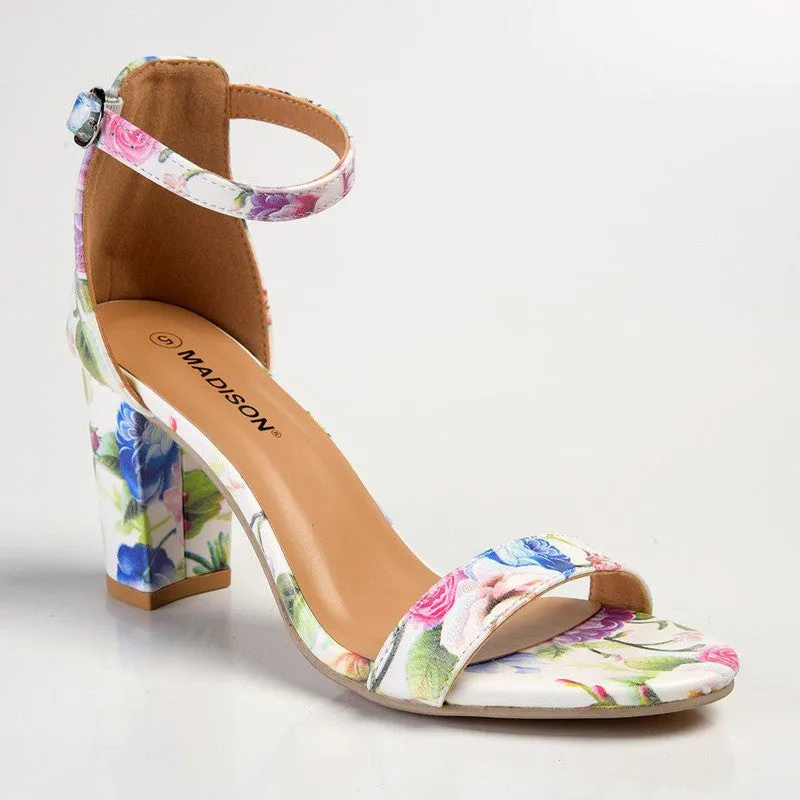 Madison Viv Ankle Strap Sandal - White Floral