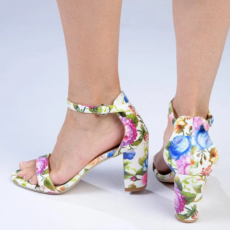 Madison Viv Ankle Strap Sandal - White Floral