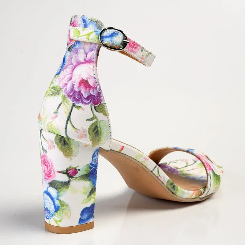 Madison Viv Ankle Strap Sandal - White Floral