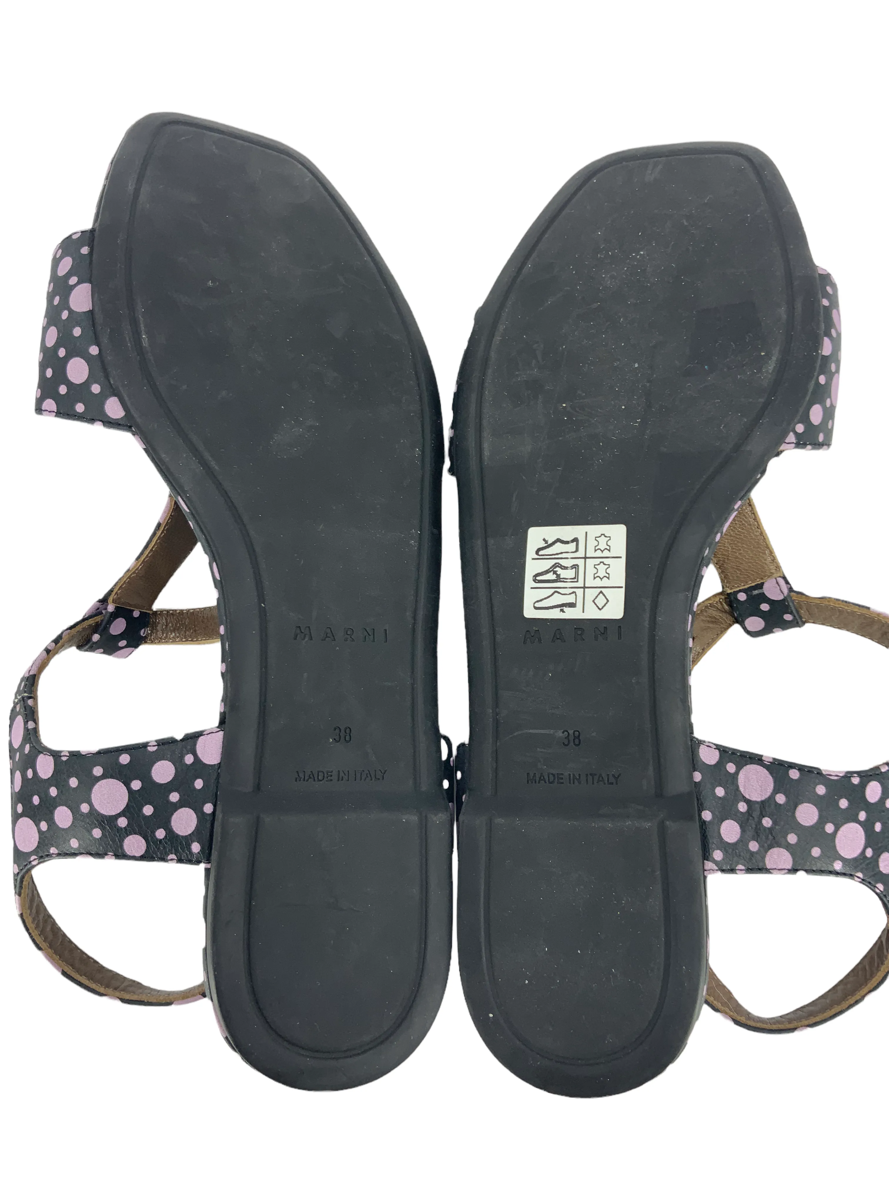 MARNI Polka Dot T-Strap Flat Sandals Size 8.5