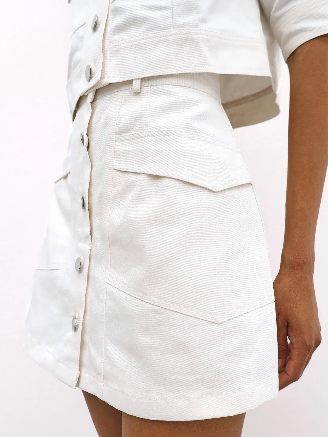 Monaco Summer Denim Skort | White