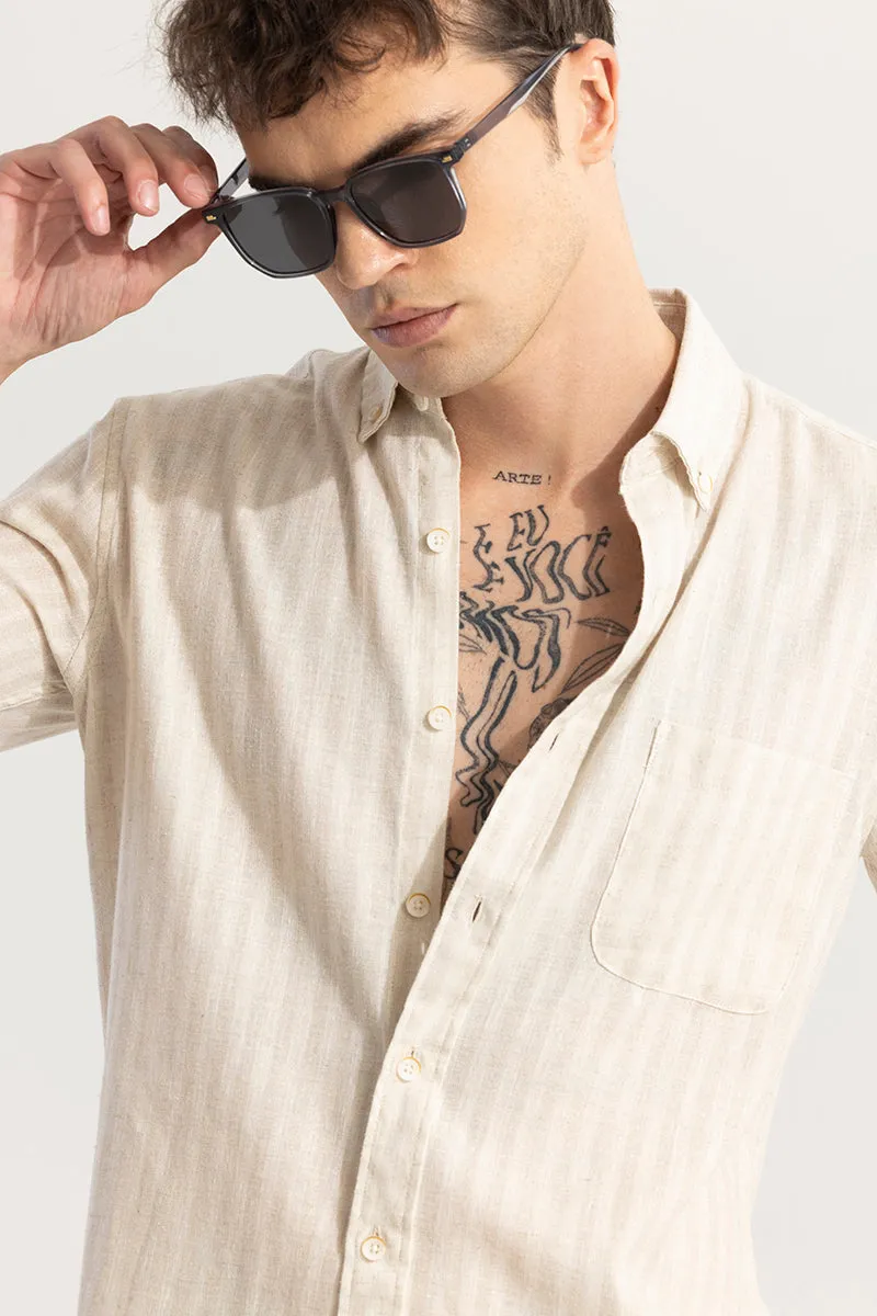 NanoStripe Beige Linen Shirt