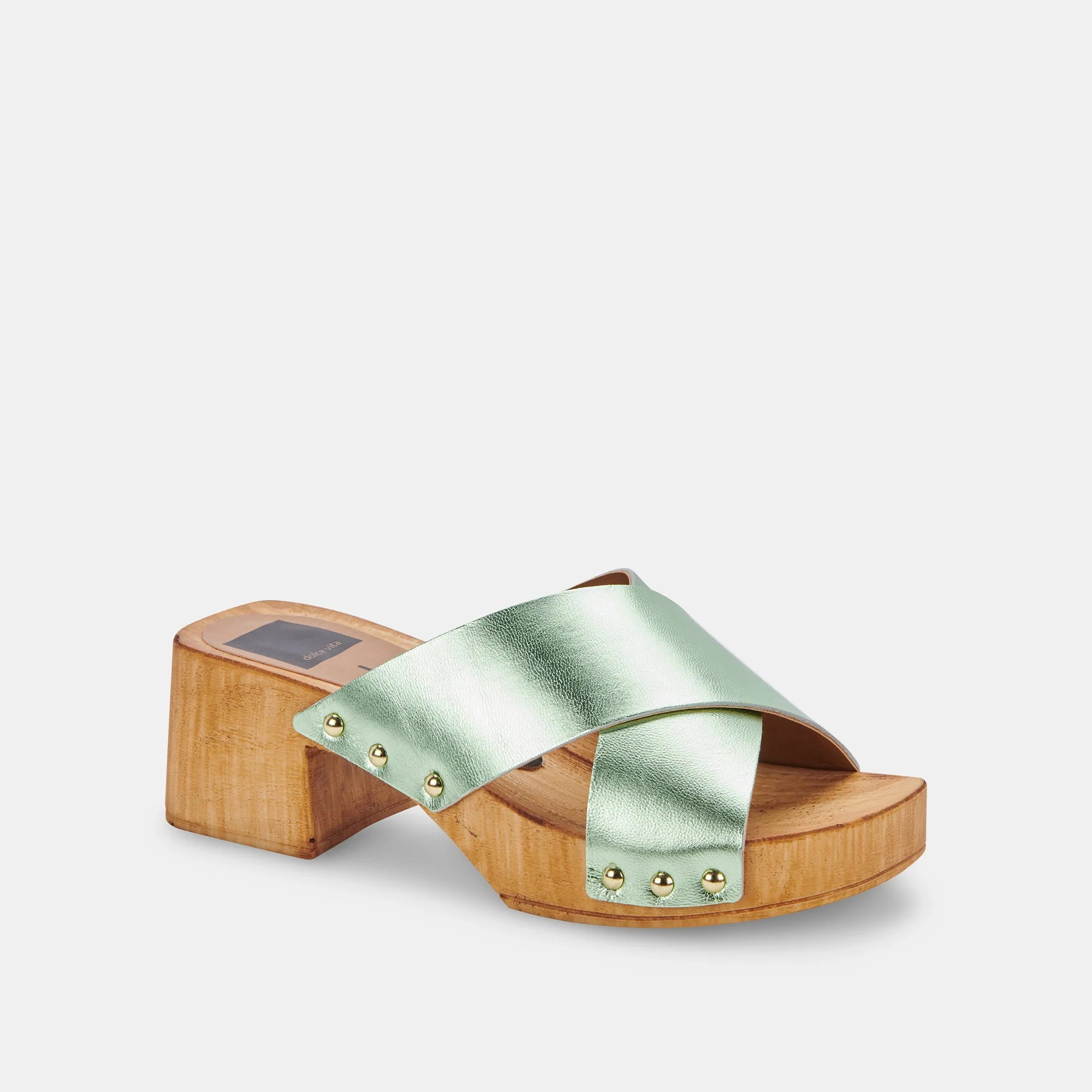 OWAN SANDALS GREEN METALLIC LEATHER